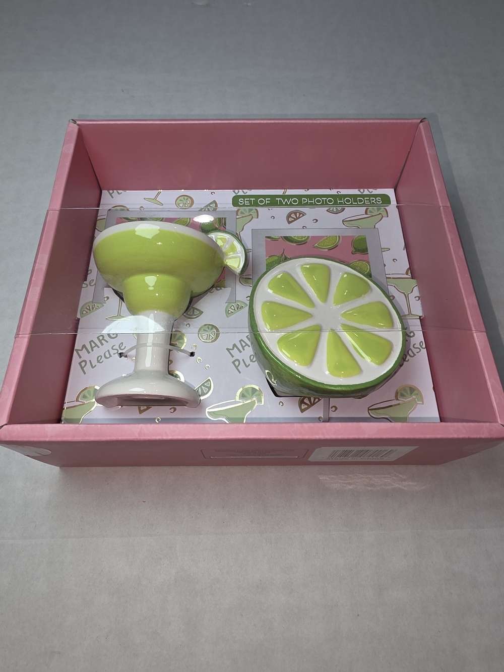 Set of Two Lime Green Ceramic Photo Holders